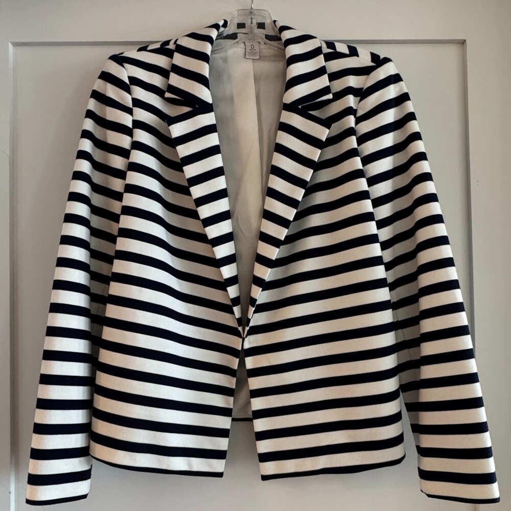 *NWOT* Chico's striped blazer sz 0 navy/white